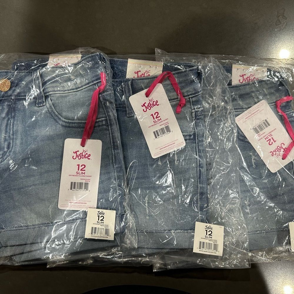 3 pairs of girls Justice shorts